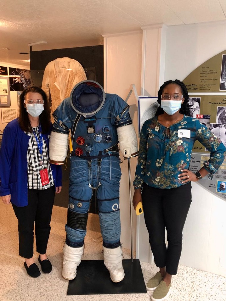 Submitted by Joshua Smith. Beth Roros, OT, CHT and Sasha-Gay Steward, MSOT, OTR/L, who helped to build and implement an injury prevention program for the team responsible for creating the first female-specific space suit.