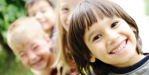 A group of young children.