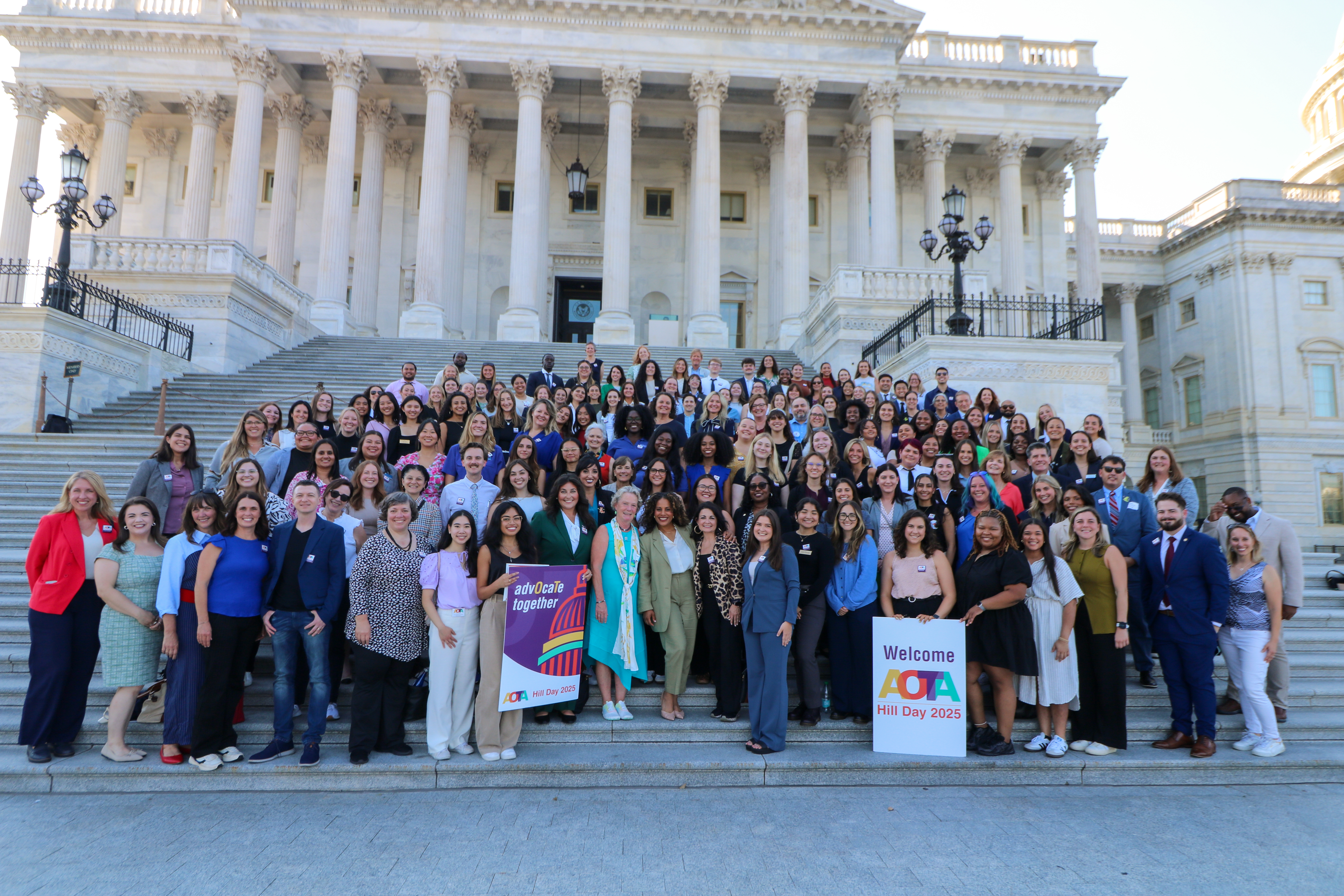 2025 Hill Day participants pose on the steps of the US Capitol steps