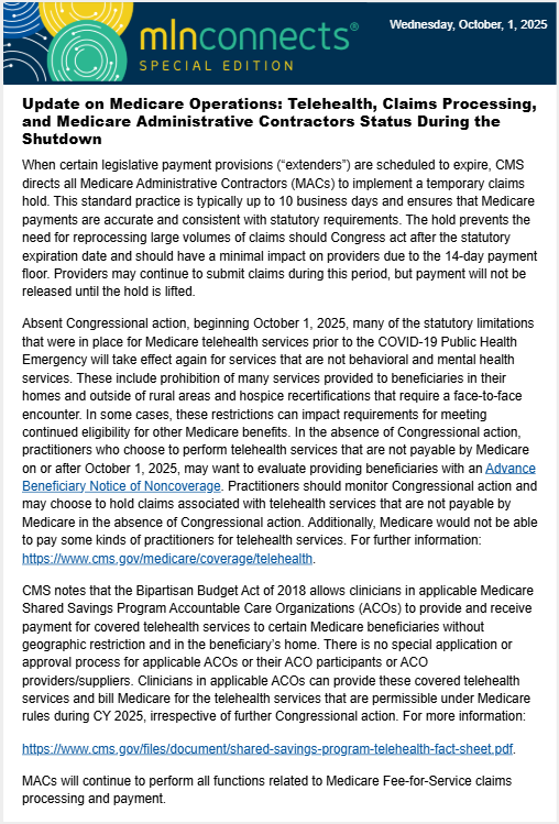 Medicare Telehealth Waivers Expire for OT Services | AOTA