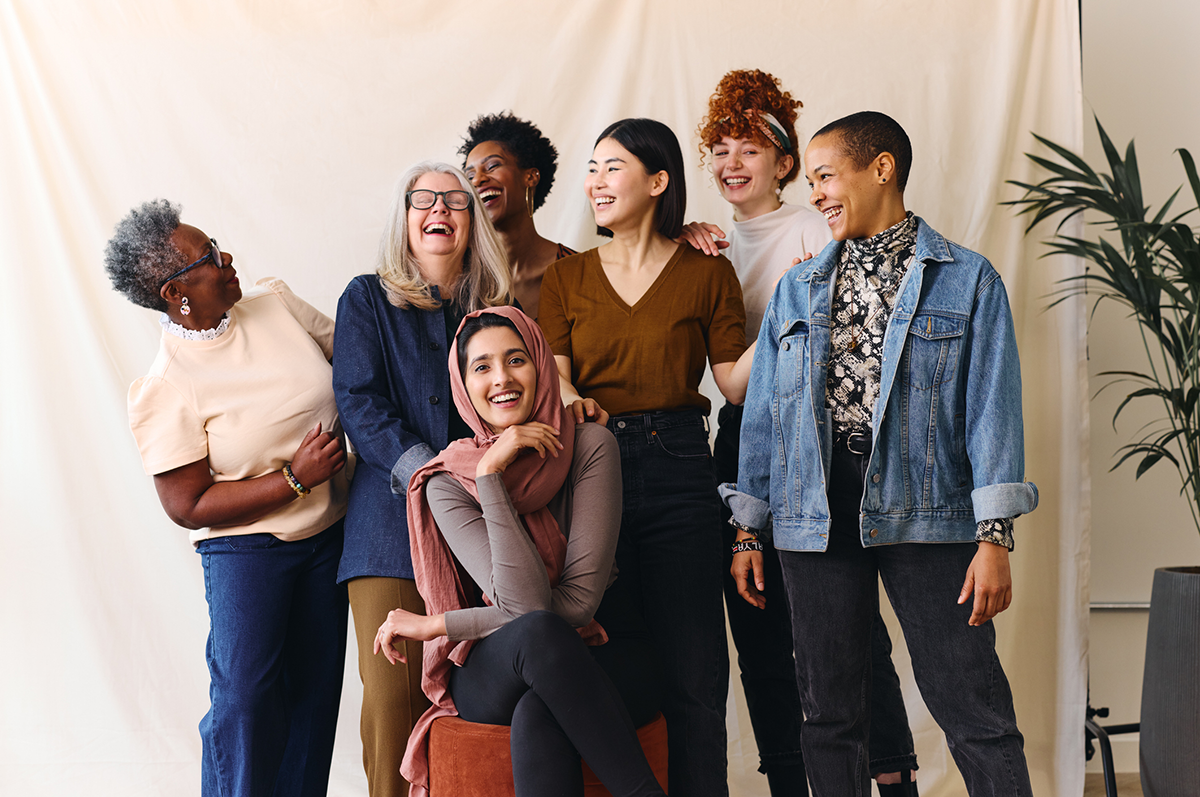 Diverse group of women laughing