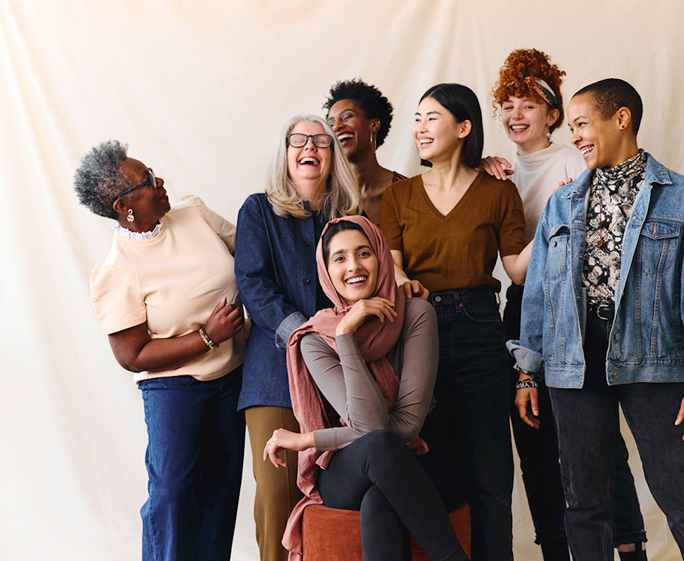 Diverse group of women laughing