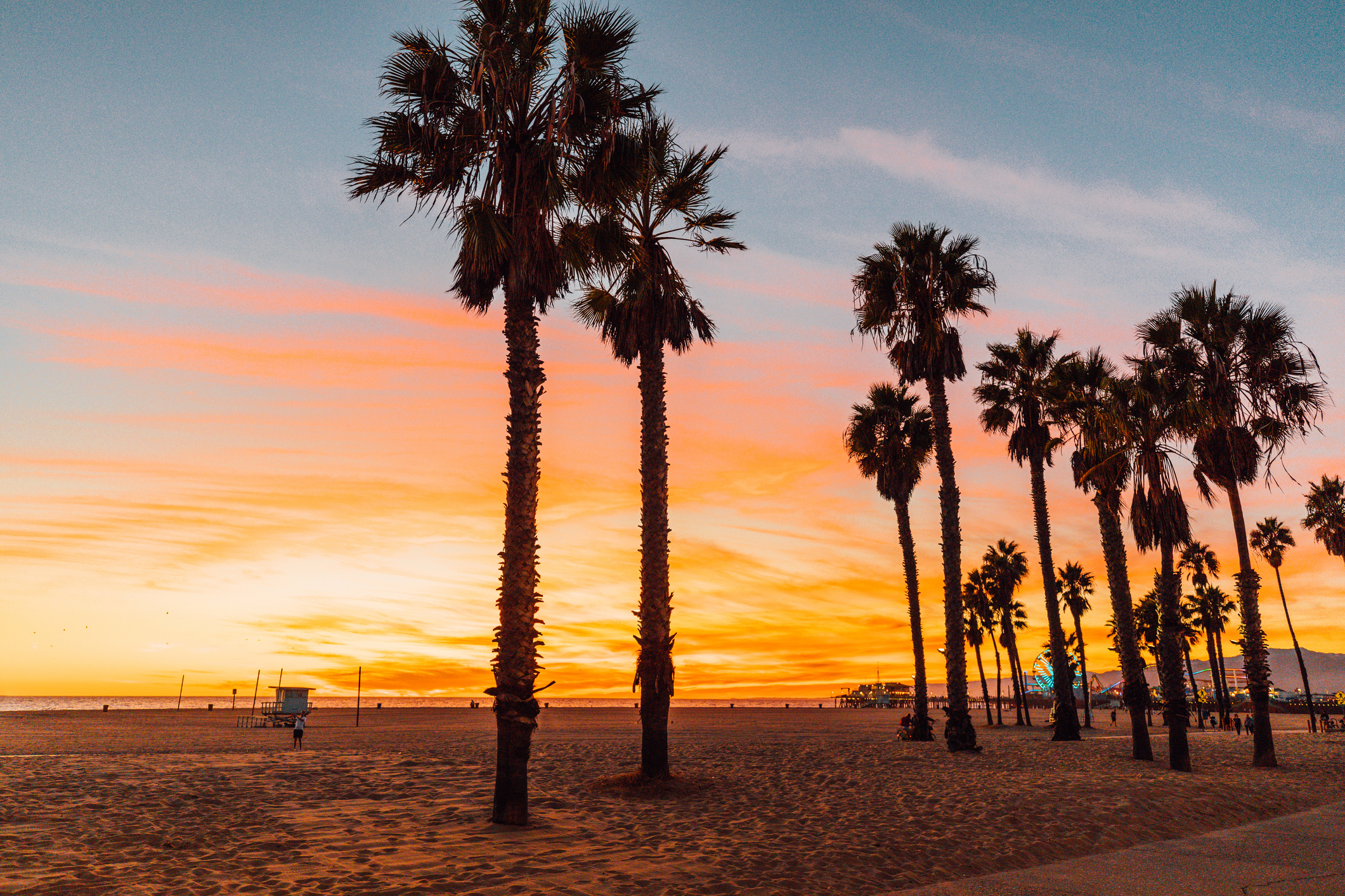 California beach at sunset