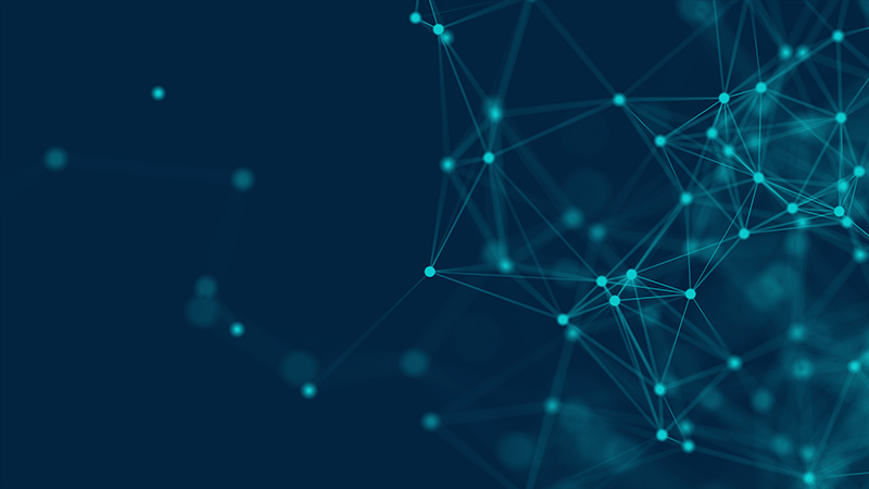 Abstract networking with connection lines and dots on blue background