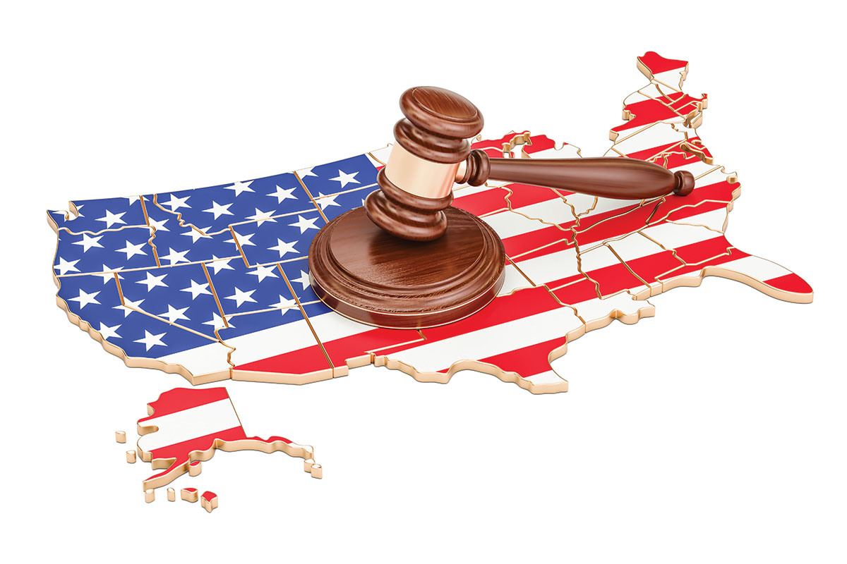 Photo of USA flag with gavel on top