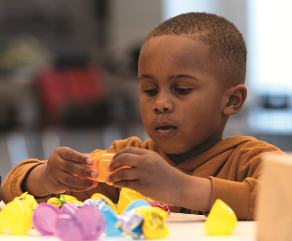 Young boy playing with blocks