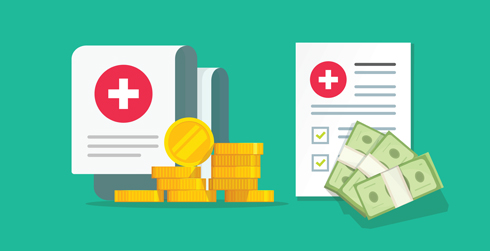 money and documents/forms on a green background