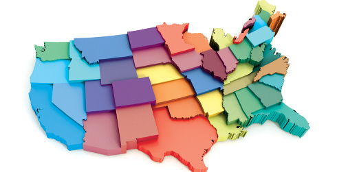 Colorful 3D US map