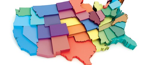 Colorful 3D US map