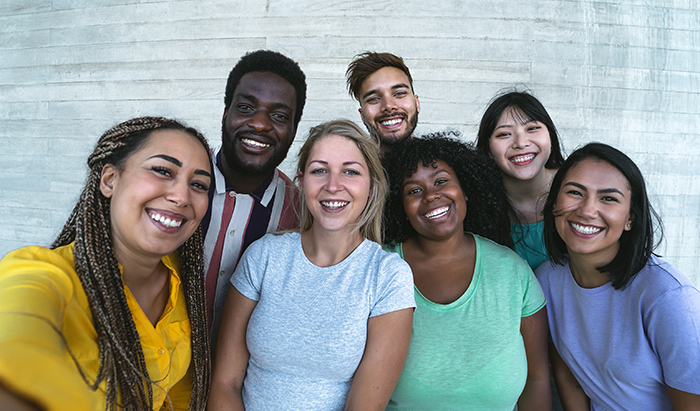 diverse group of happy people networking students